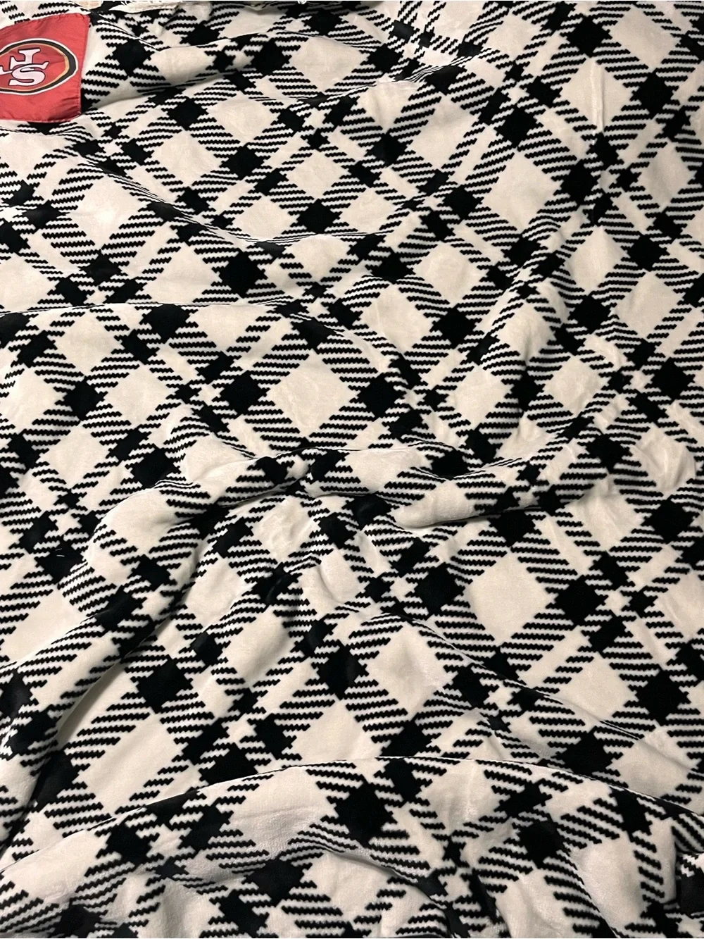 San Francisco 49ers Black & White Plaid Throw Blanket
